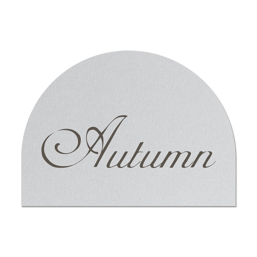 Decorative name card with 'Autumn' text on a white background