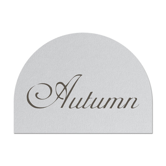 Decorative name card with 'Autumn' text on a white background