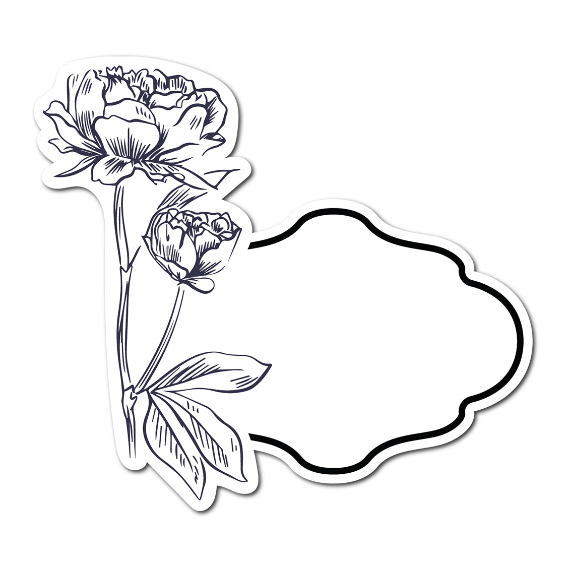 Black and White Floral Art Place Card | SVG PNG Template - Shape 10
