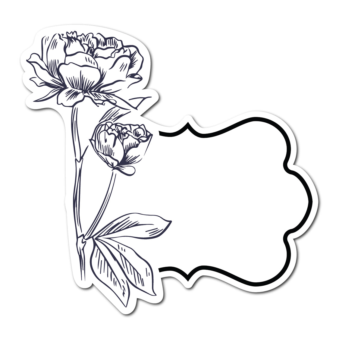 Black and White Floral Art Place Card | SVG PNG Template - Shape 11