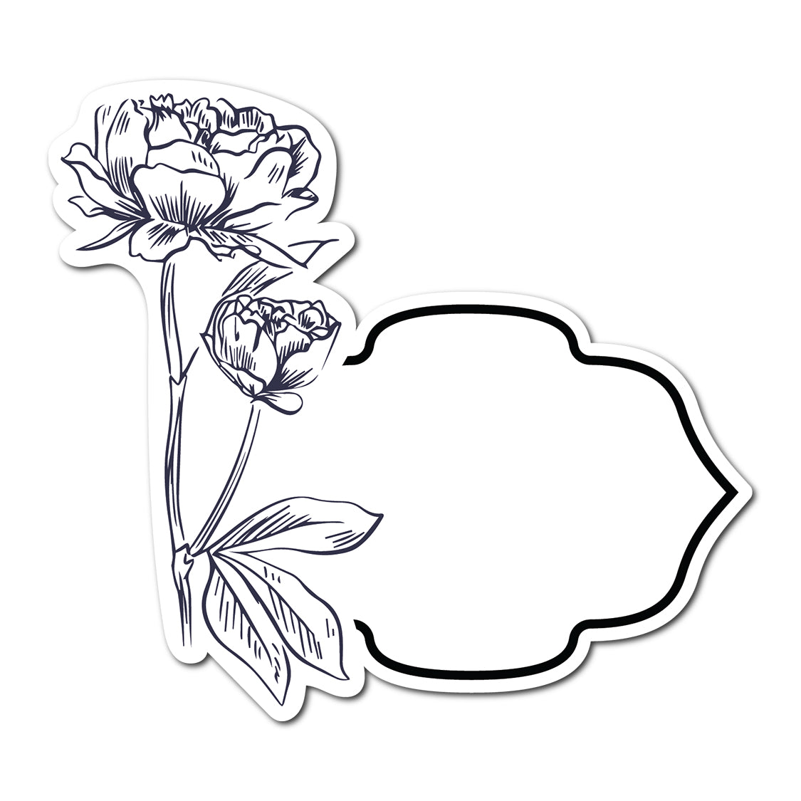 Black and White Floral Art Place Card | SVG PNG Template - Shape 13
