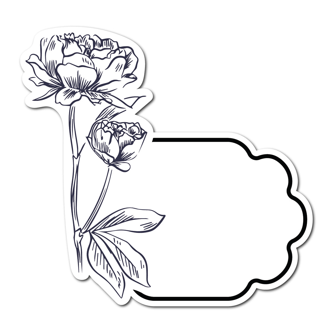 Black and White Floral Art Place Card | SVG PNG Template - Shape 16
