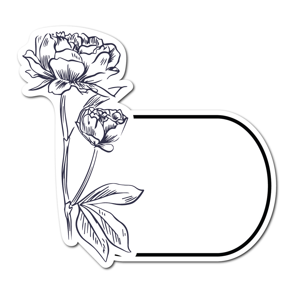 Black and White Floral Art Place Card | SVG PNG Template - Shape 18