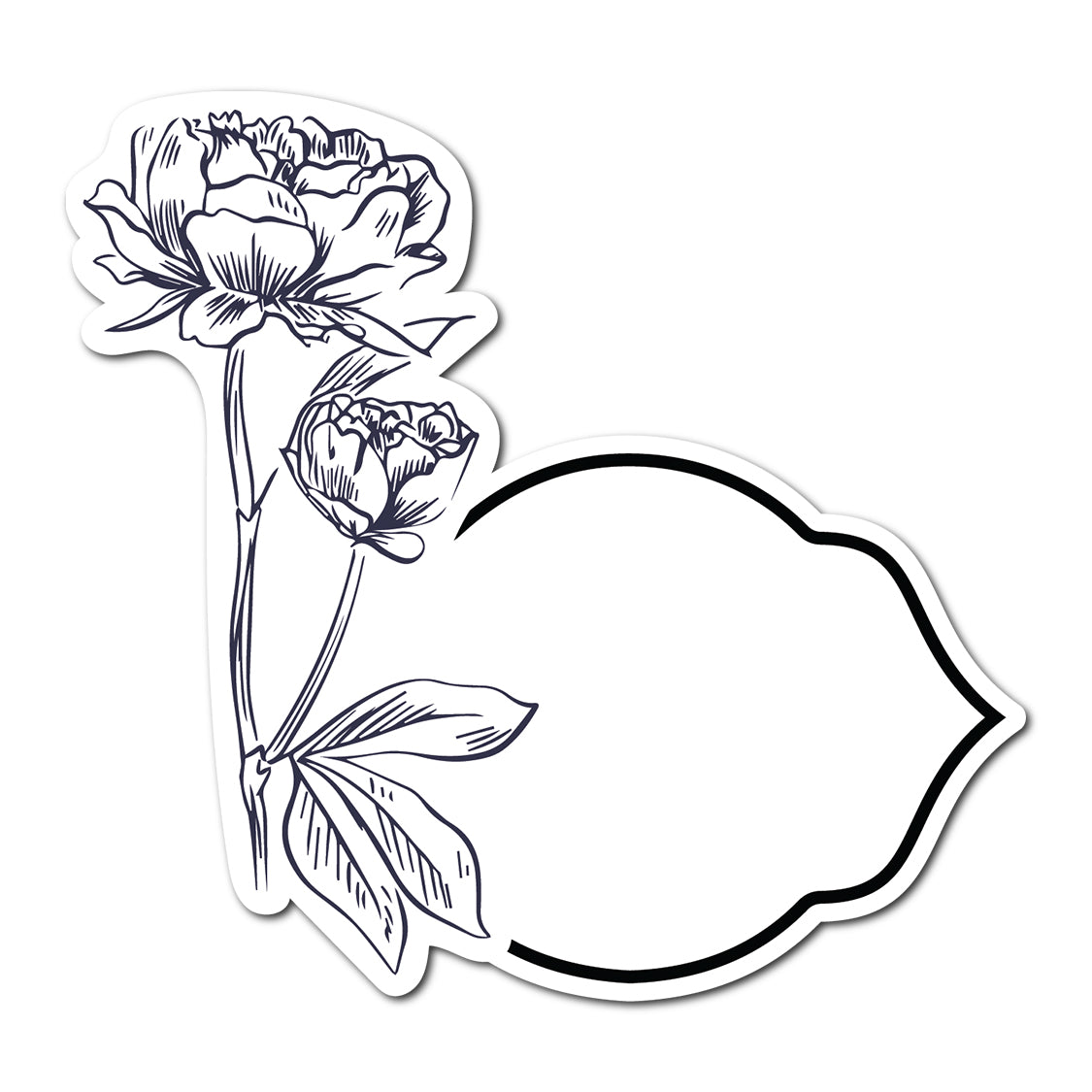 Black and White Floral Art Place Card | SVG PNG Template - Shape 19