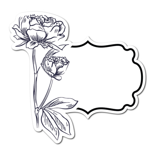 Black and White Floral Art Place Card | SVG PNG Template - Shape 1