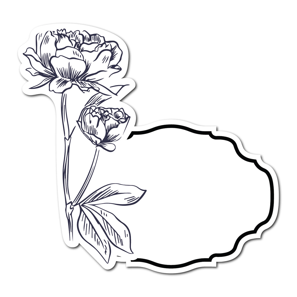 Black and White Floral Art Place Card | SVG PNG Template - Shape 20