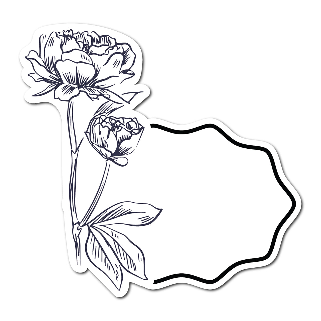 Black and White Floral Art Place Card | SVG PNG Template - Shape 21