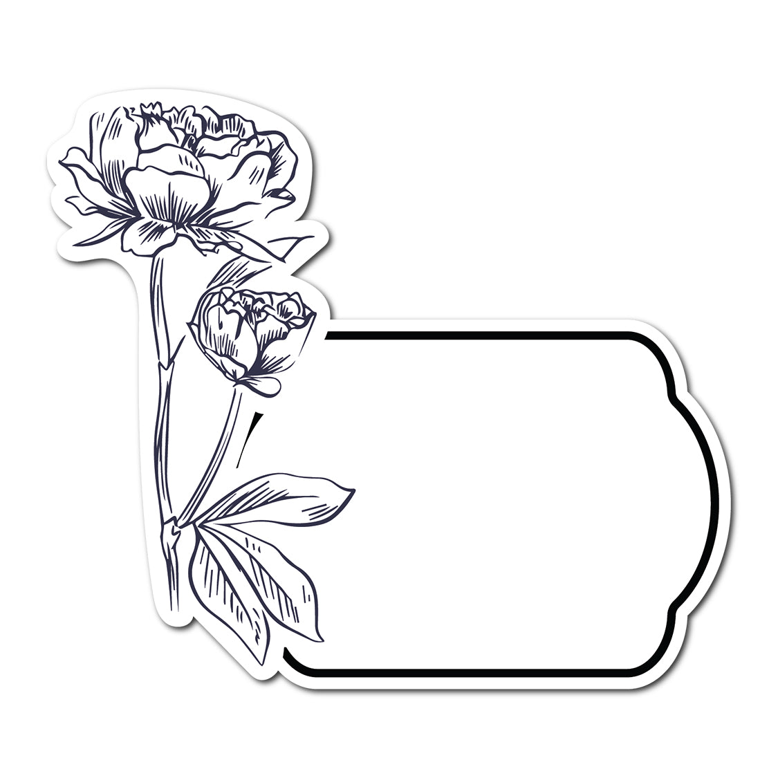 Black and White Floral Art Place Card | SVG PNG Template - Shape 22
