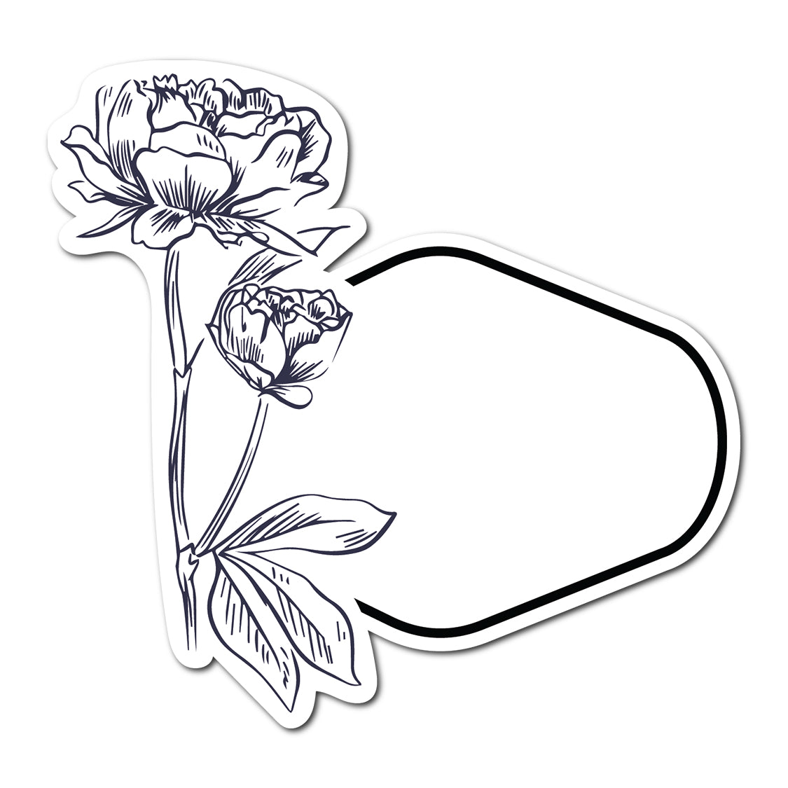 Black and White Floral Art Place Card | SVG PNG Template - Shape 23