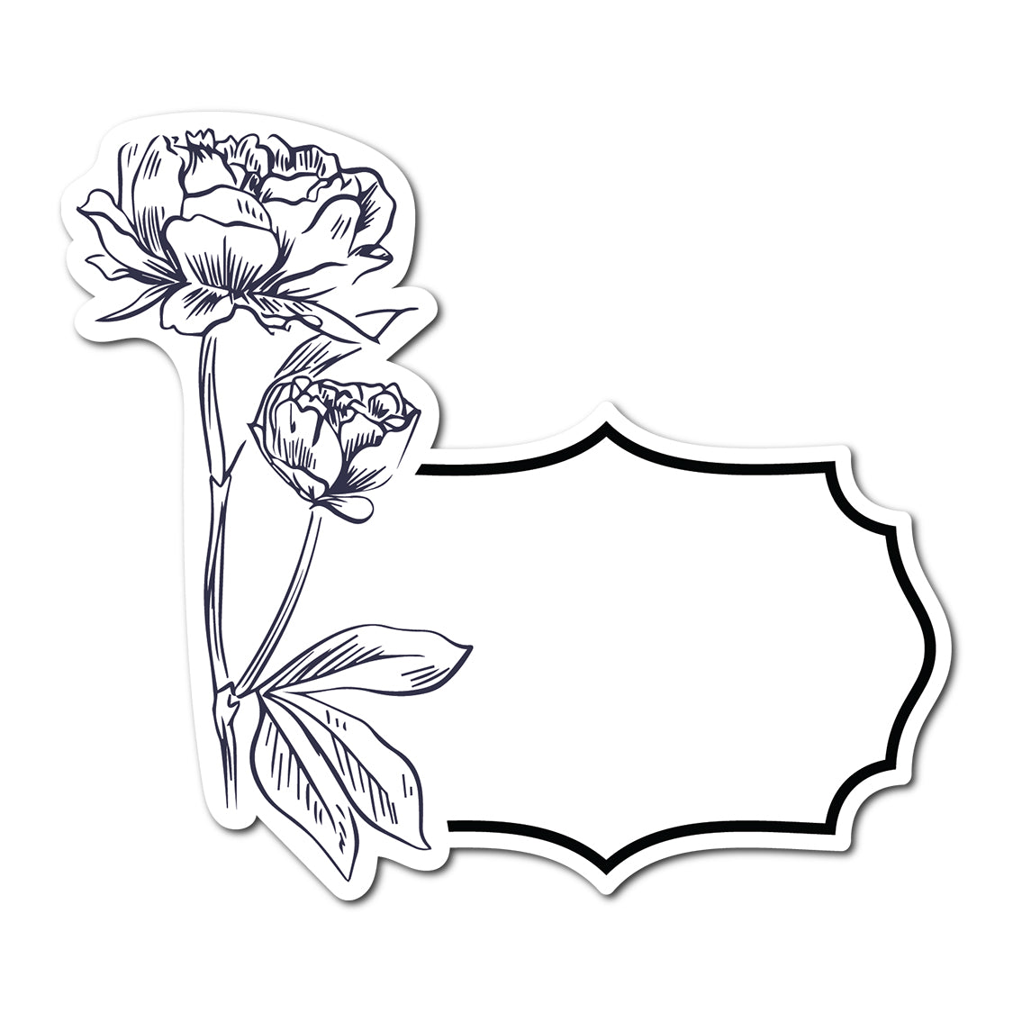 Black and White Floral Art Place Card | SVG PNG Template - Shape 24