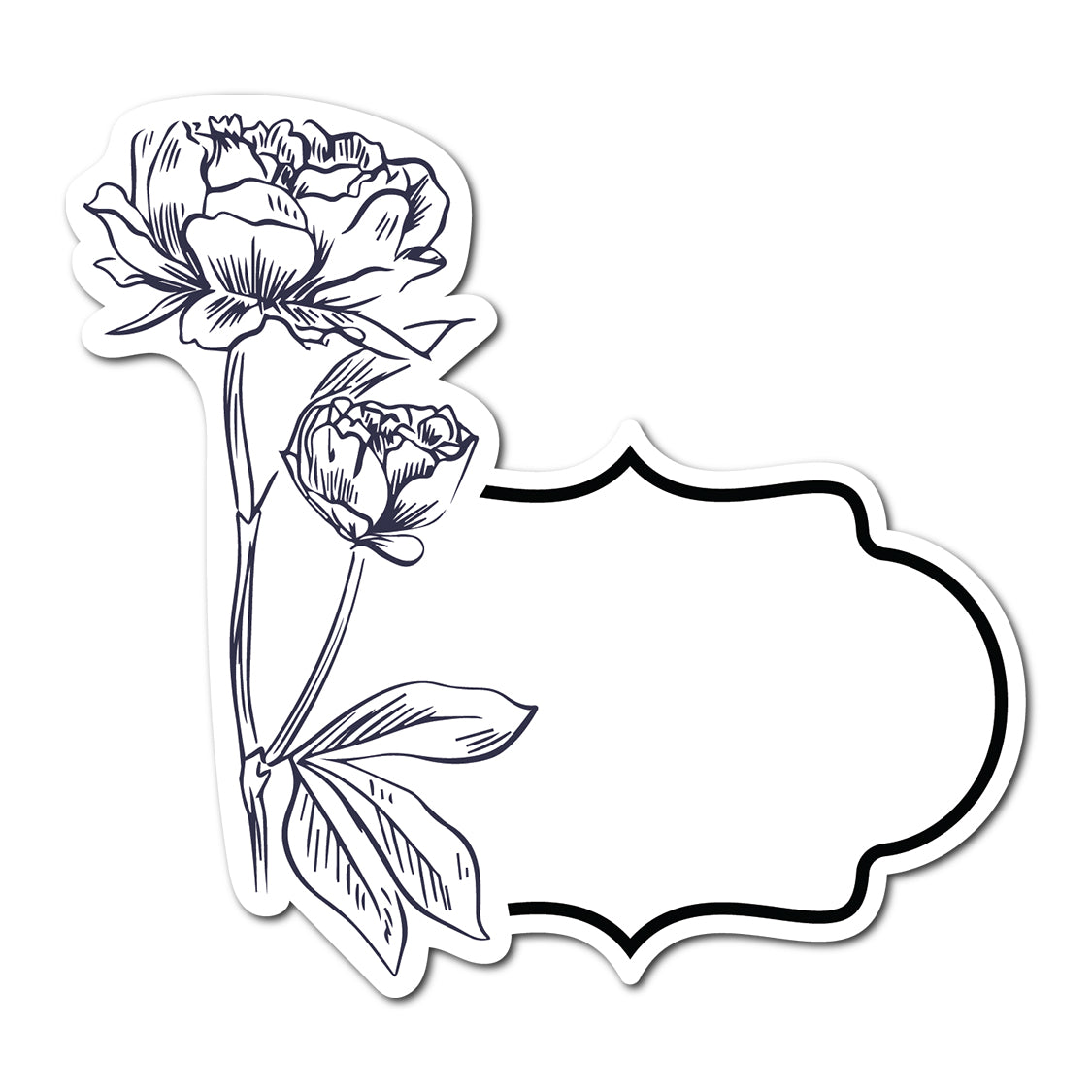 Black and White Floral Art Place Card | SVG PNG Template - Shape 25