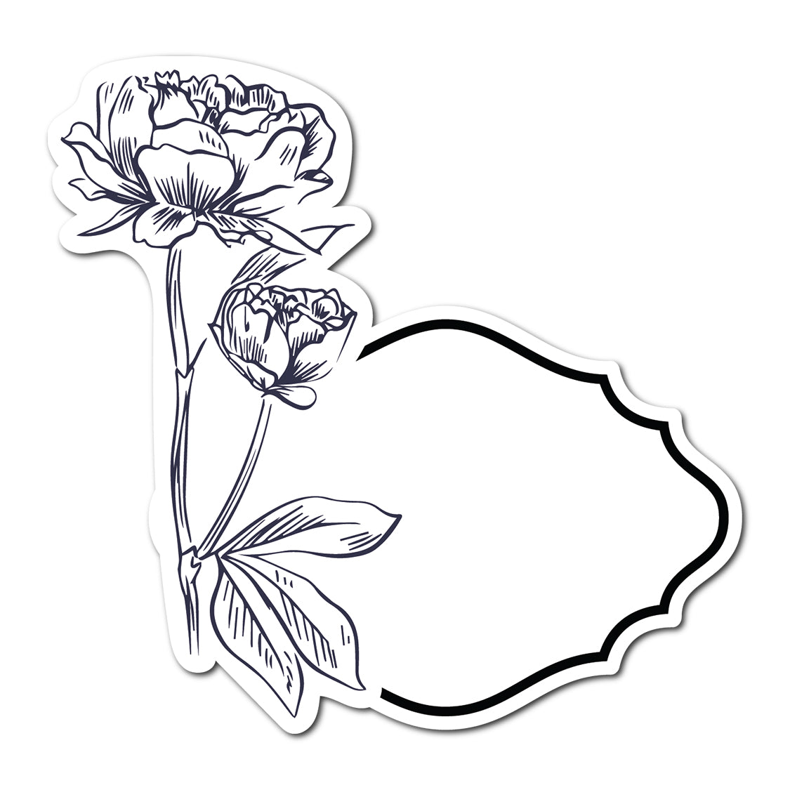 Black and White Floral Art Place Card | SVG PNG Template - Shape 3