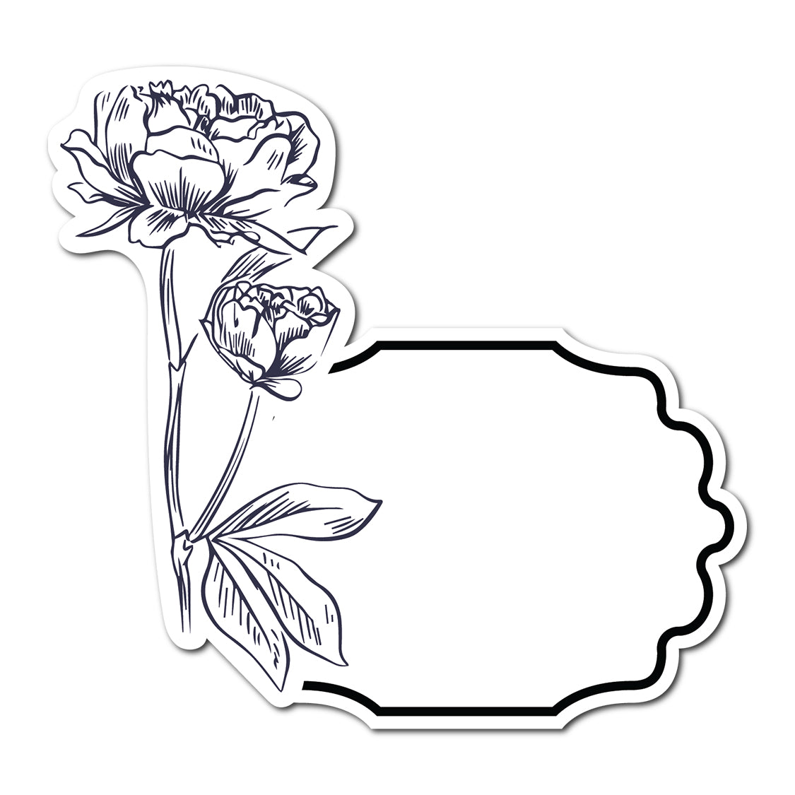 Black and White Floral Art Place Card | SVG PNG Template - Shape 4