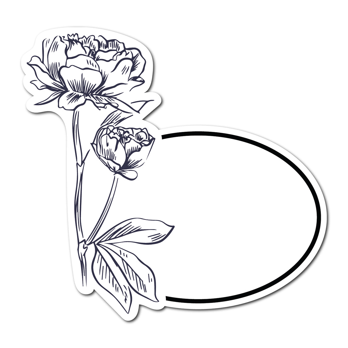 Black and White Floral Art Place Card | SVG PNG Template - Shape 5