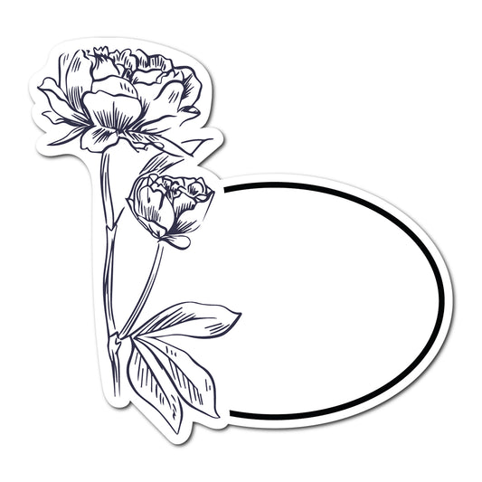 Black and White Floral Art Place Card | SVG PNG Template - Shape 5