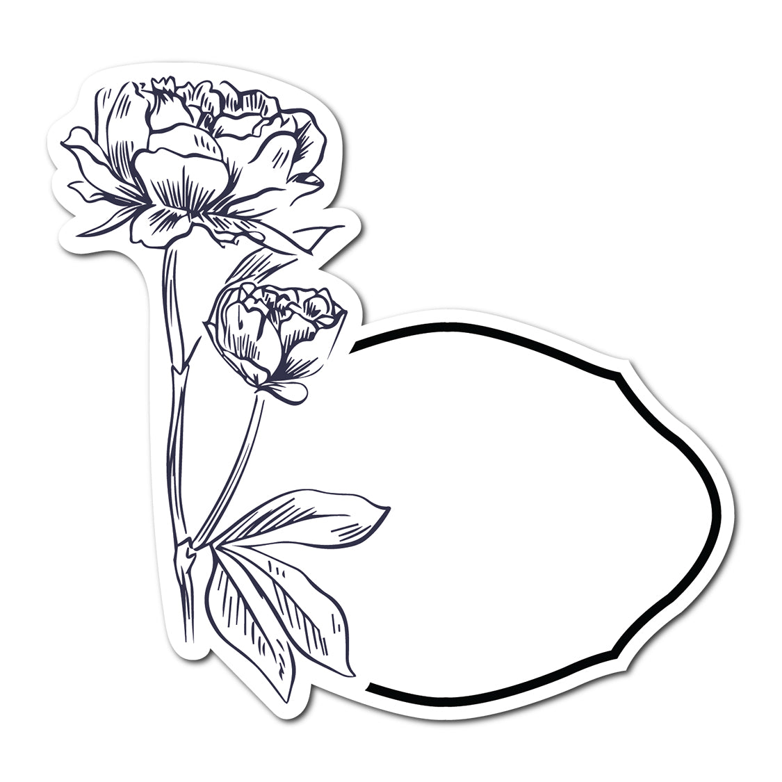 Black and White Floral Art Place Card | SVG PNG Template - Shape 7