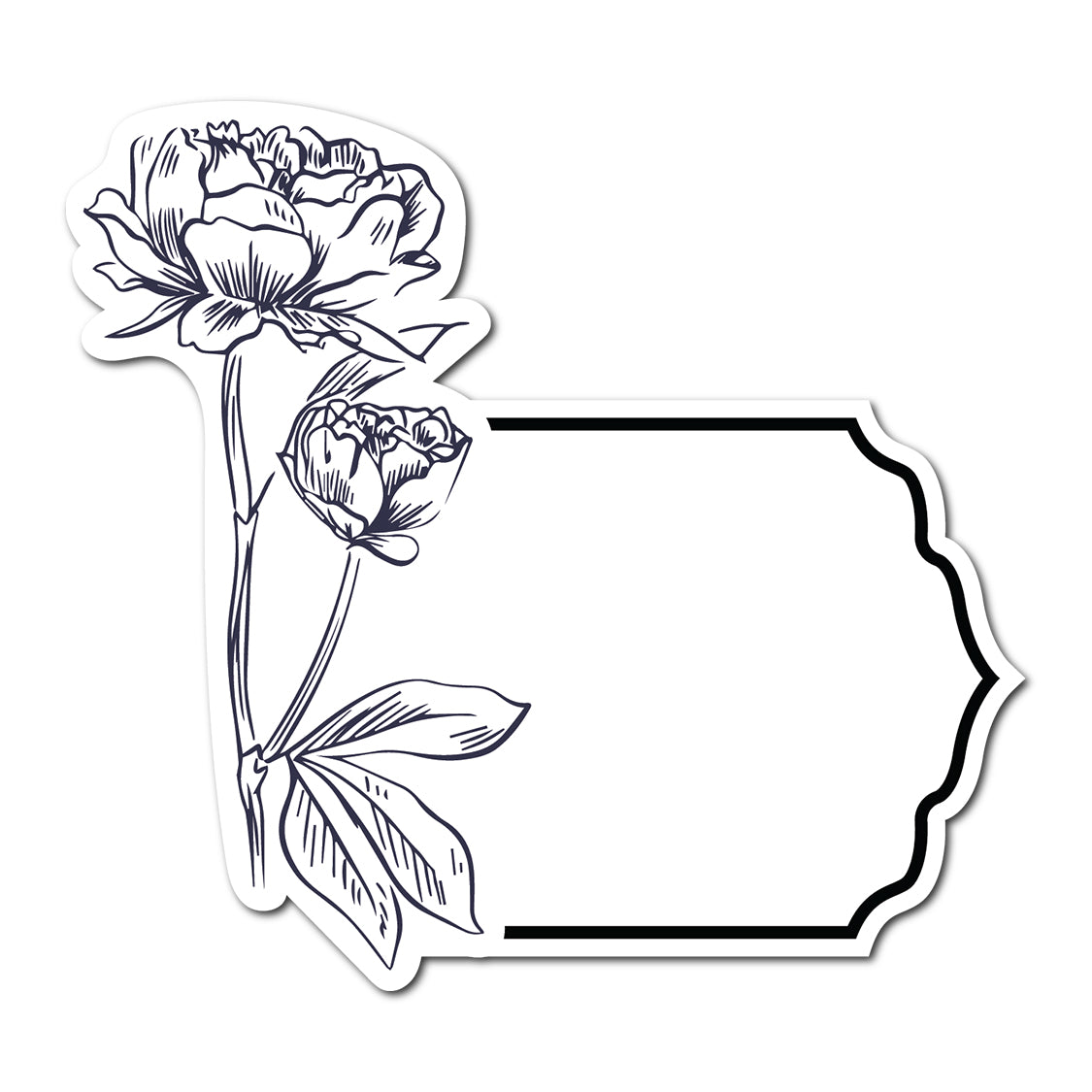 Black and White Floral Art Place Card | SVG PNG Template - Shape 9