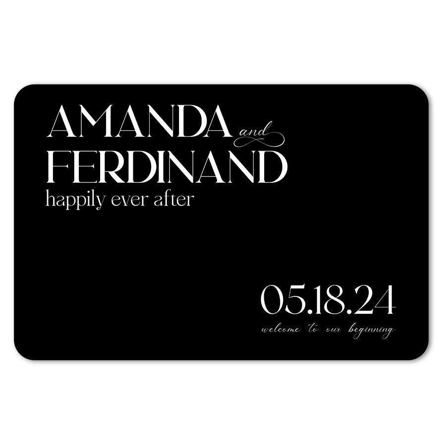 White Ink Black Acrylic Rounded Corners Sign