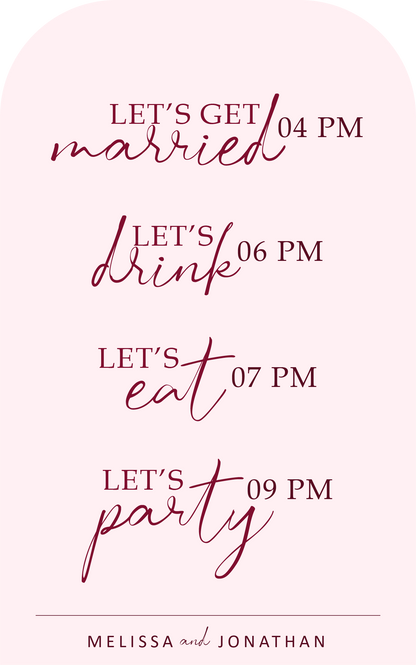 Personalized Wedding Signs | Fully Custom Print | Signature Vintage Arch Shape