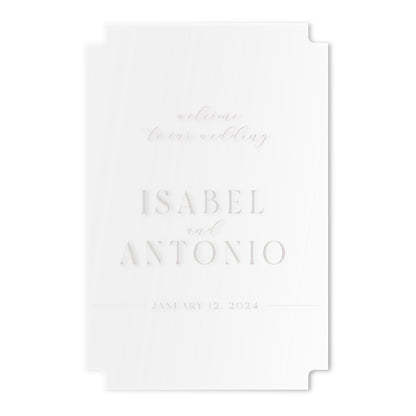 White Ink Clear Acrylic Trimmed Corners Sign