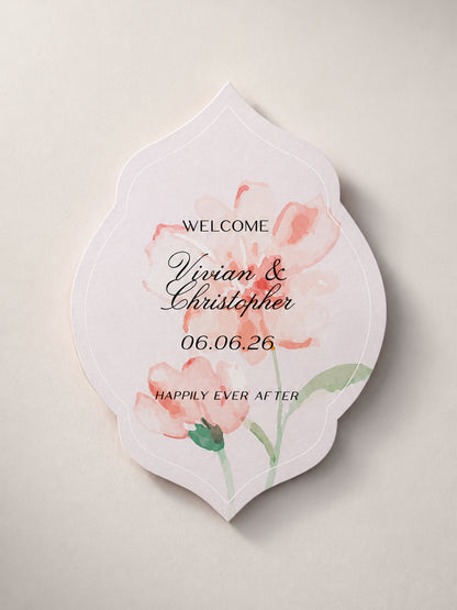 Accordion Wedding Program Template with Pastel Floral Cover | DIY Print & Cut Ceremony Program - Denise Collection