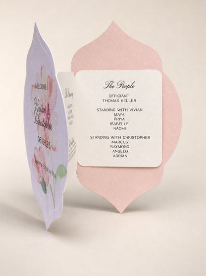 Accordion Wedding Program Template with Pastel Floral Cover | DIY Print & Cut Ceremony Program - Denise Collection