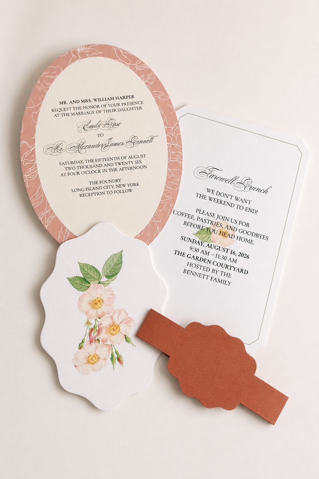 DIY Floral Wedding Invitation Suite Template | 4-Piece Print & Cut Invitation Set PNG Files - Giada Collection