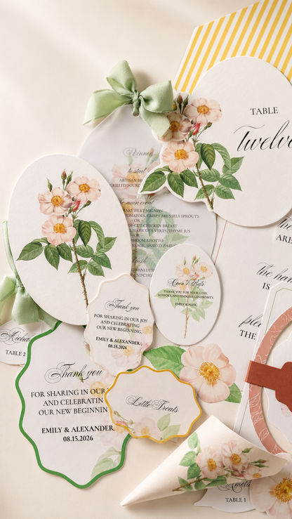 Complete Floral Wedding Stationery Template Bundle | DIY Print & Cut Invitation, Menu, Program & More - Giada Collection