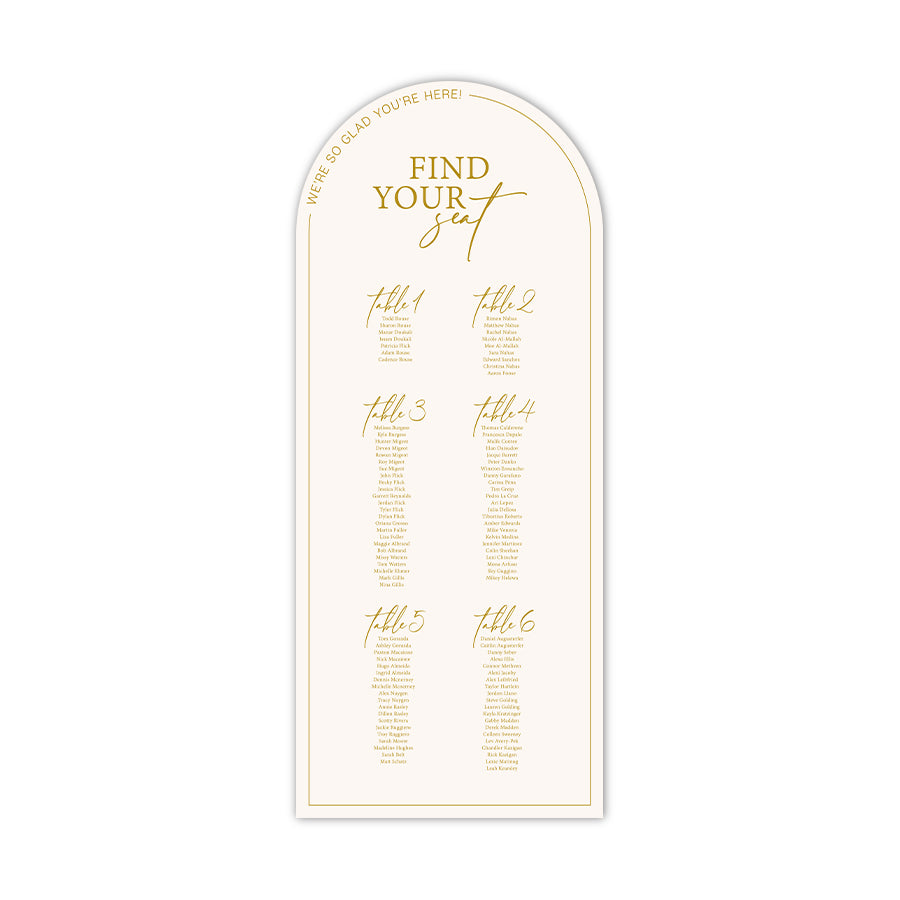 Stand-Alone Gold Kiss L to XL Wedding Seating Chart