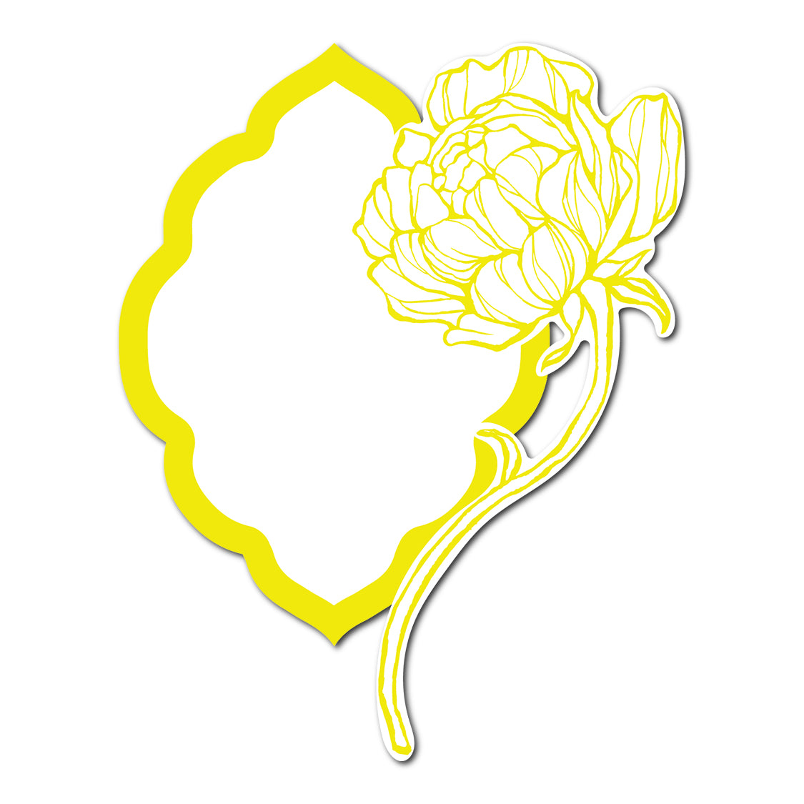 Modern Place Card with Floral Cutout | SVG PNG Template - Shape 10