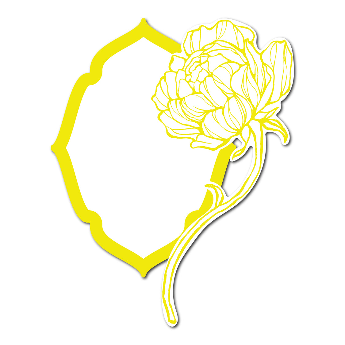 Modern Place Card with Floral Cutout | SVG PNG Template - Shape 16