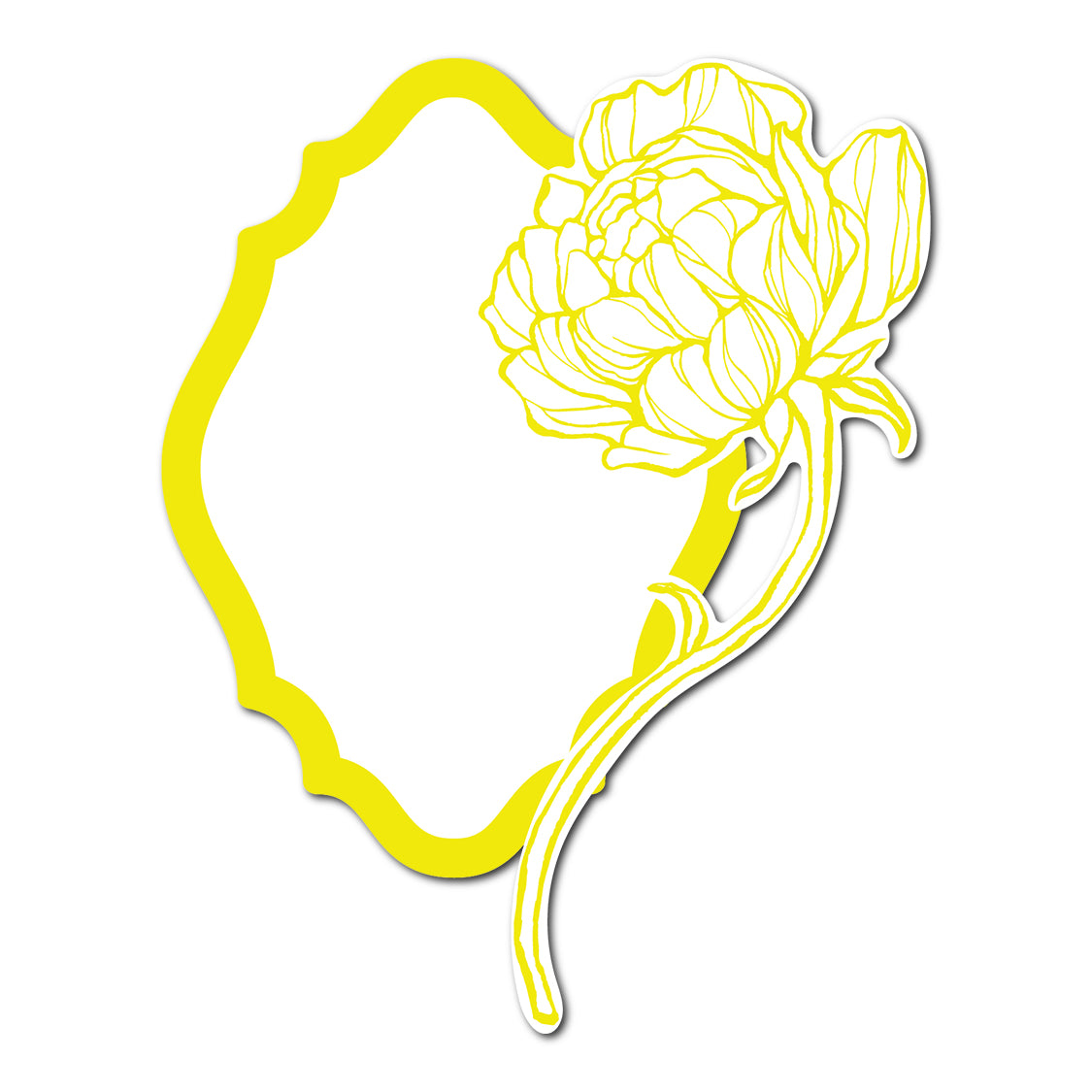 Modern Place Card with Floral Cutout | SVG PNG Template - Shape 20