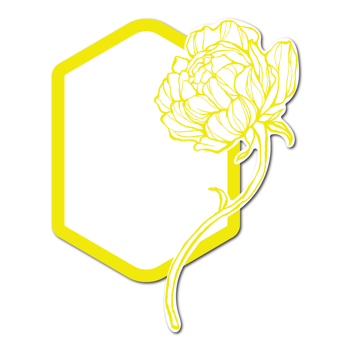 Modern Place Card with Floral Cutout | SVG PNG Template - Shape 22