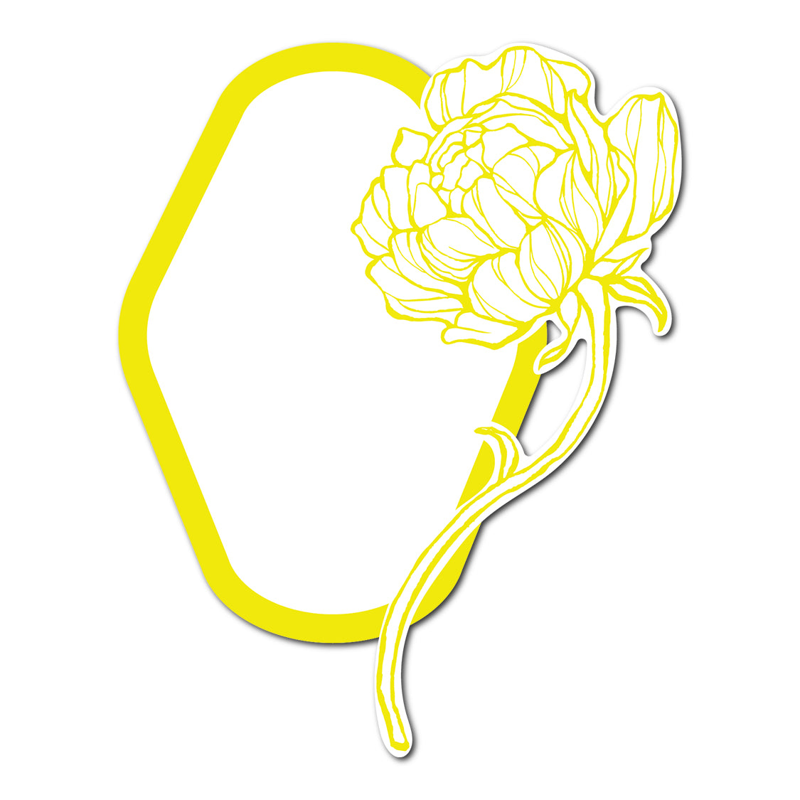 Modern Place Card with Floral Cutout | SVG PNG Template - Shape 8