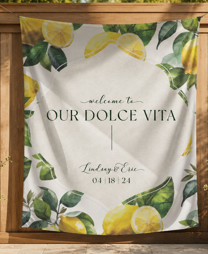 Personalized Linen Fabric Wedding Banner | Fully Custom Print