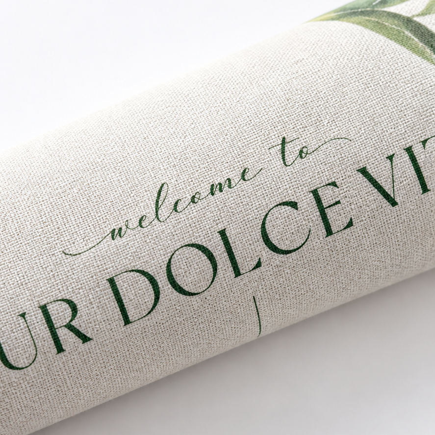 Personalized Linen Fabric Wedding Banner | Fully Custom Print