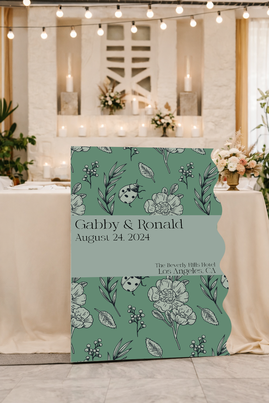 Personalized Wedding Signs | Fully Custom Print | Signature Half Wavy Shape