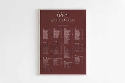 Simple But Sweet Medium Wedding Seating Chart