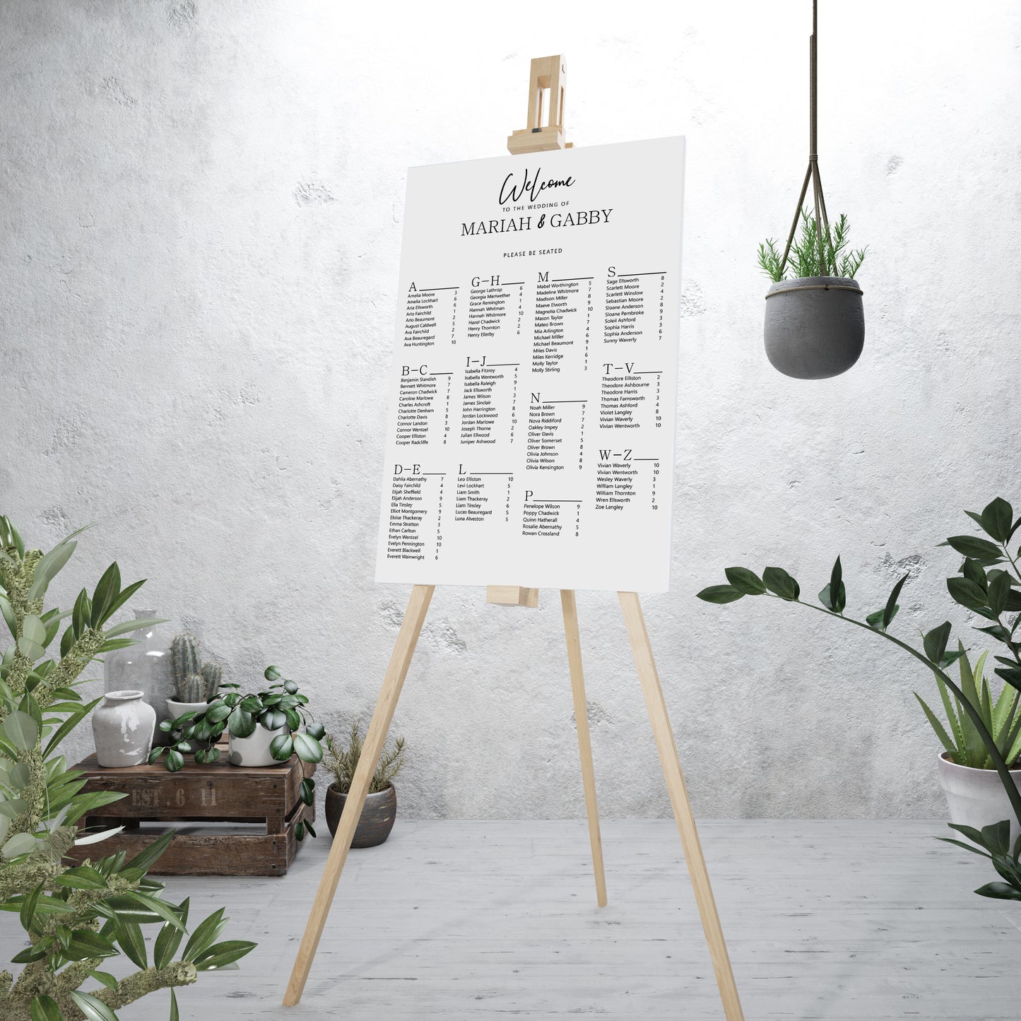 Simple But Sweet Medium Wedding Seating Chart