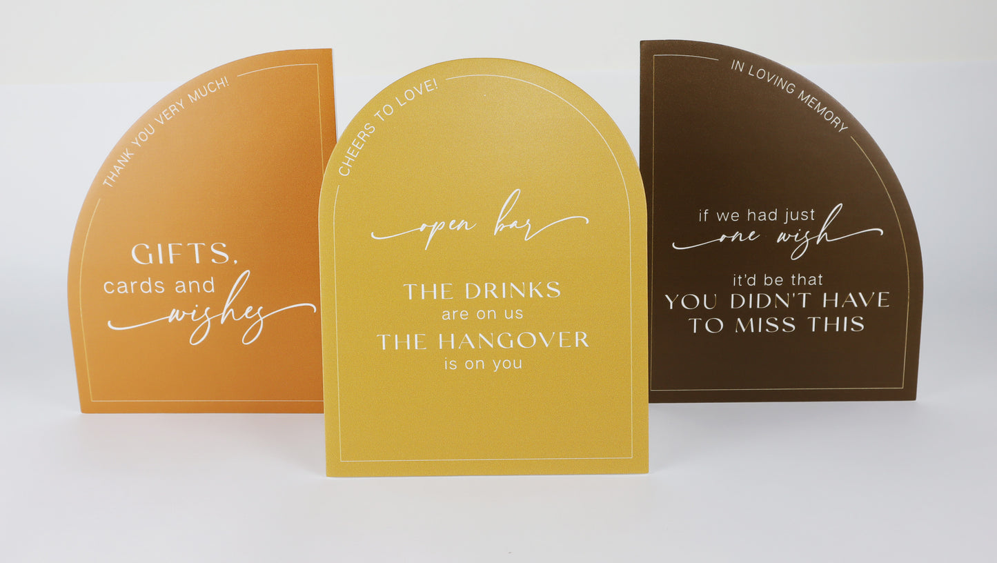 Cut-to-Shape Tabletop Signs (10 Size Options) - Design Your Own