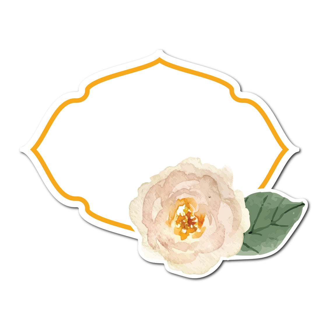 Watercolor Rose Accented Escort Card | SVG PNG Template - Shape 12