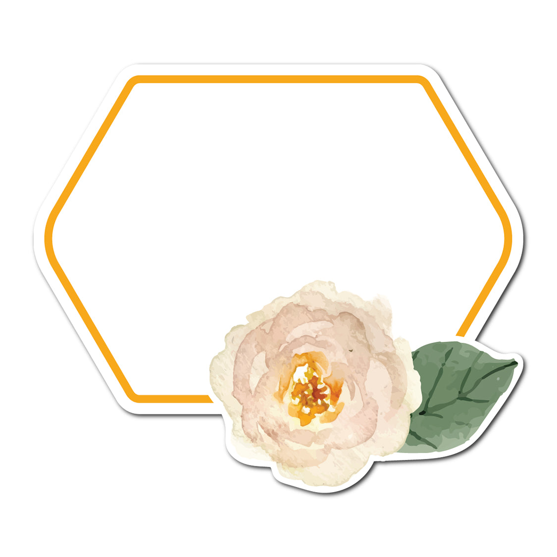 Watercolor Rose Accented Escort Card | SVG PNG Template - Shape 13