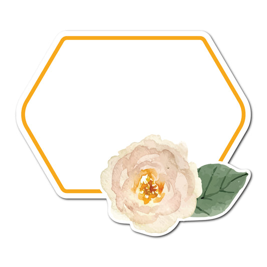 Watercolor Rose Accented Escort Card | SVG PNG Template - Shape 13