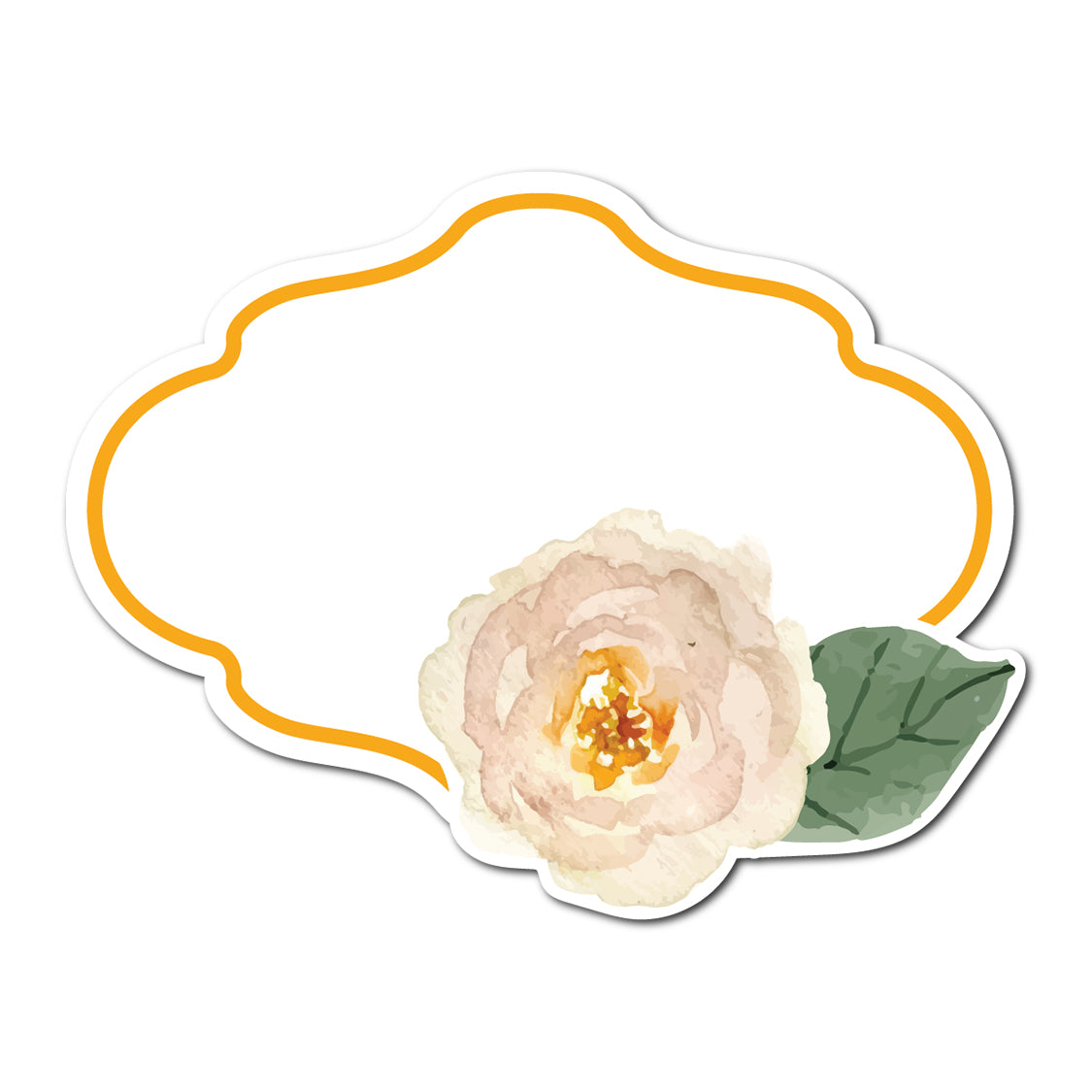 Watercolor Rose Accented Escort Card | SVG PNG Template - Shape 14