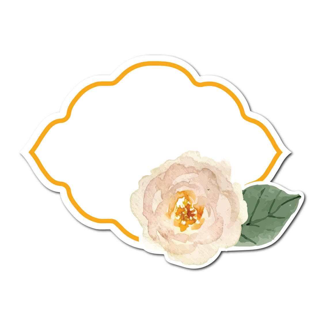 Watercolor Rose Accented Escort Card | SVG PNG Template - Shape 17