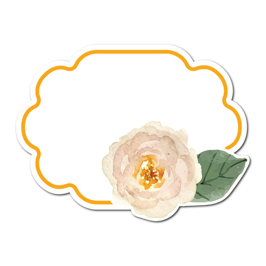 Watercolor Rose Accented Escort Card | SVG PNG Template - Shape 19