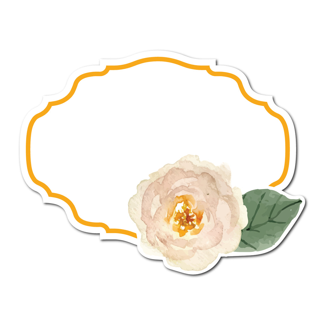 Watercolor Rose Accented Escort Card | SVG PNG Template - Shape 21
