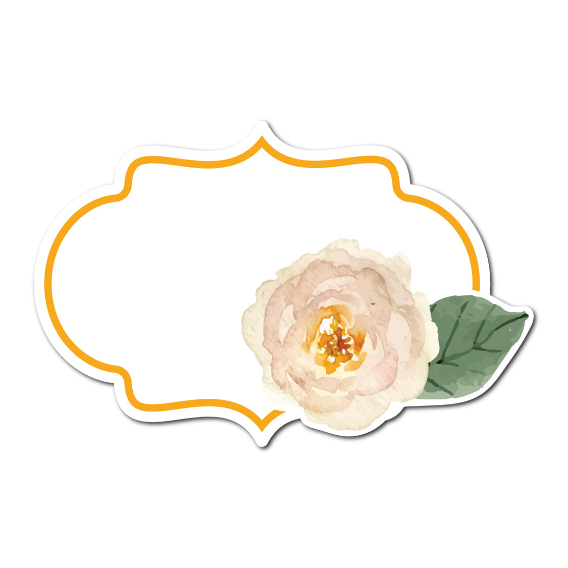 Watercolor Rose Accented Escort Card | SVG PNG Template - Shape 24