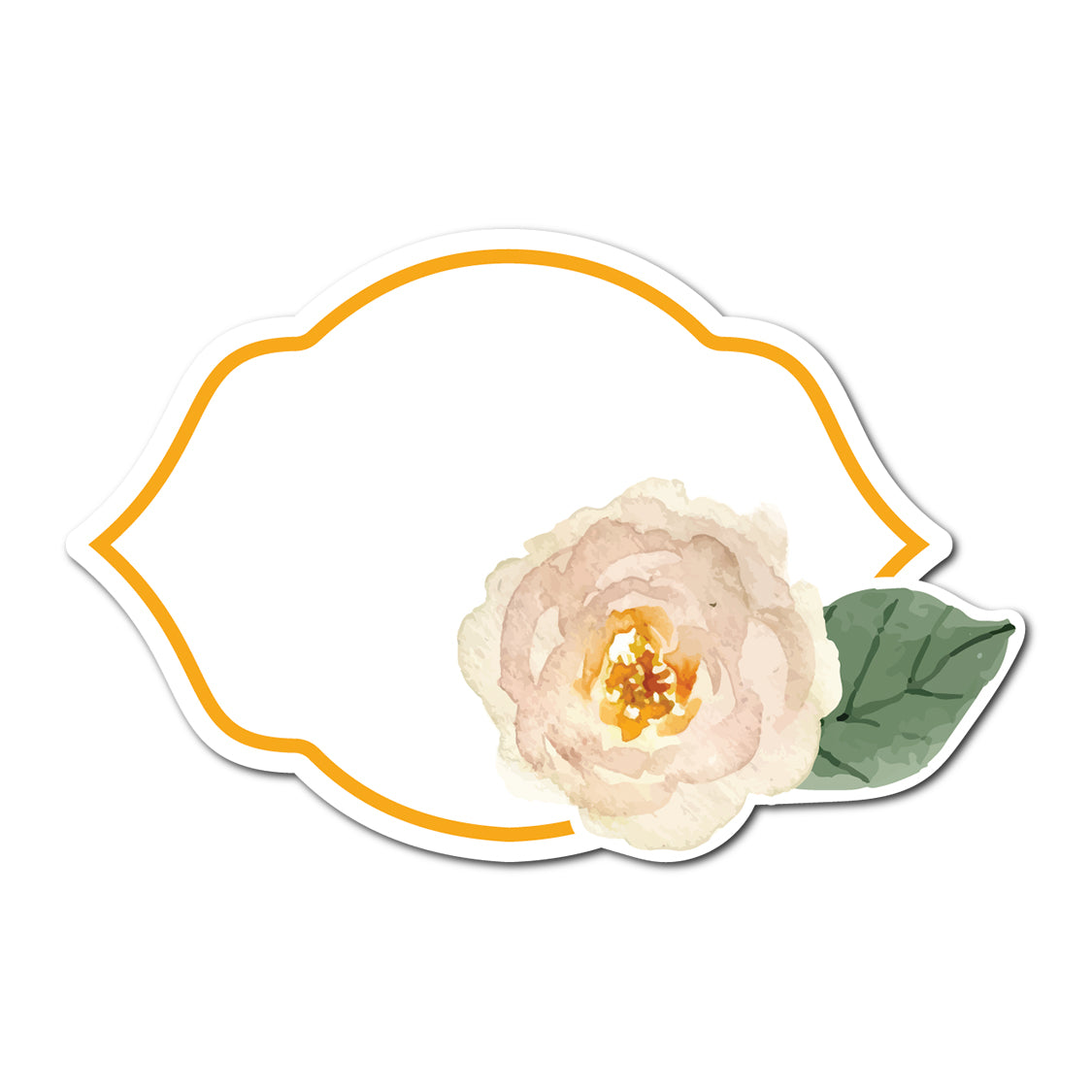 Watercolor Rose Accented Escort Card | SVG PNG Template - Shape 25