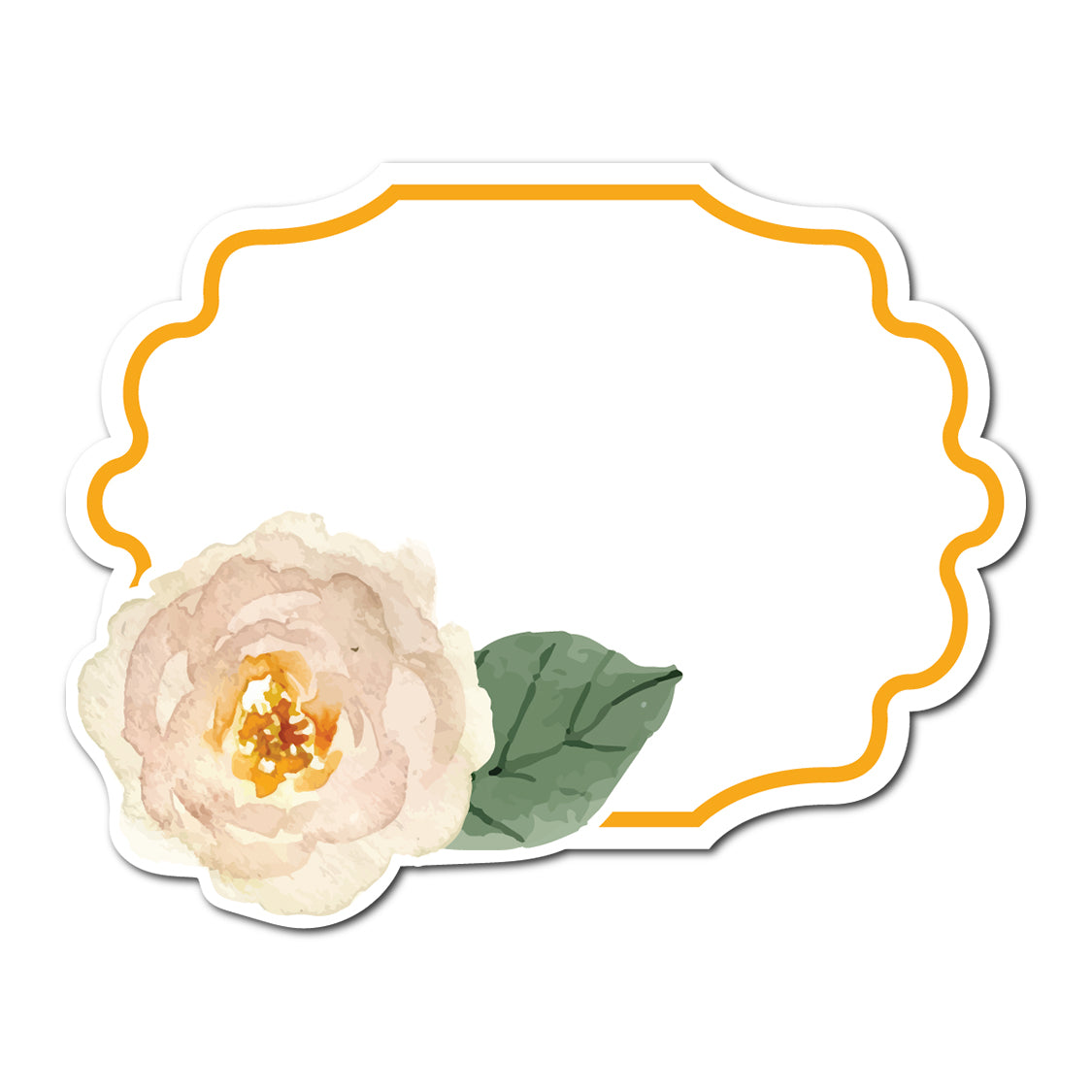 Watercolor Rose Accented Escort Card | SVG PNG Template - Shape 7